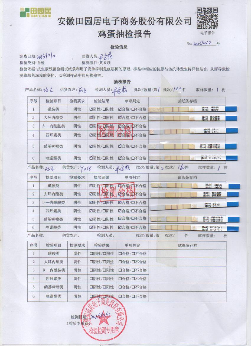 2023年10月10號鮮雞蛋檢測報告